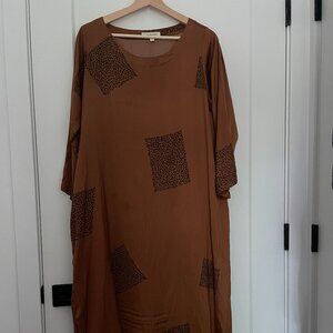 Long sleeve Copper Print Maxi Dress